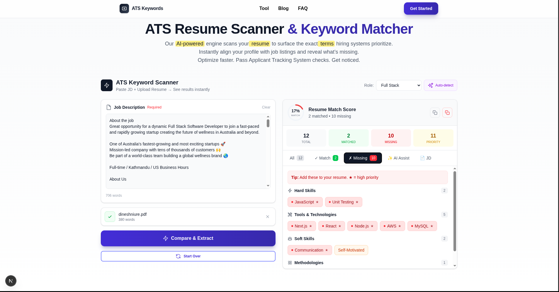 Missing Keywords Detection