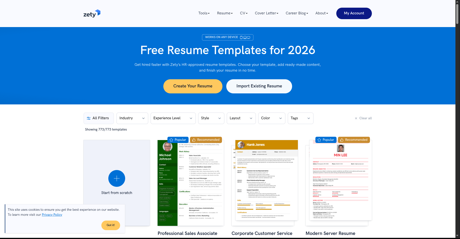 Resume.co Builder Interface